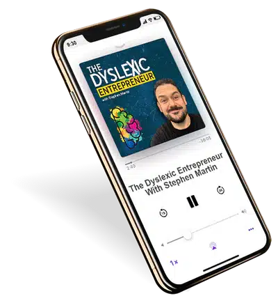 The Truth About Dyslexia podcast playing on a phone